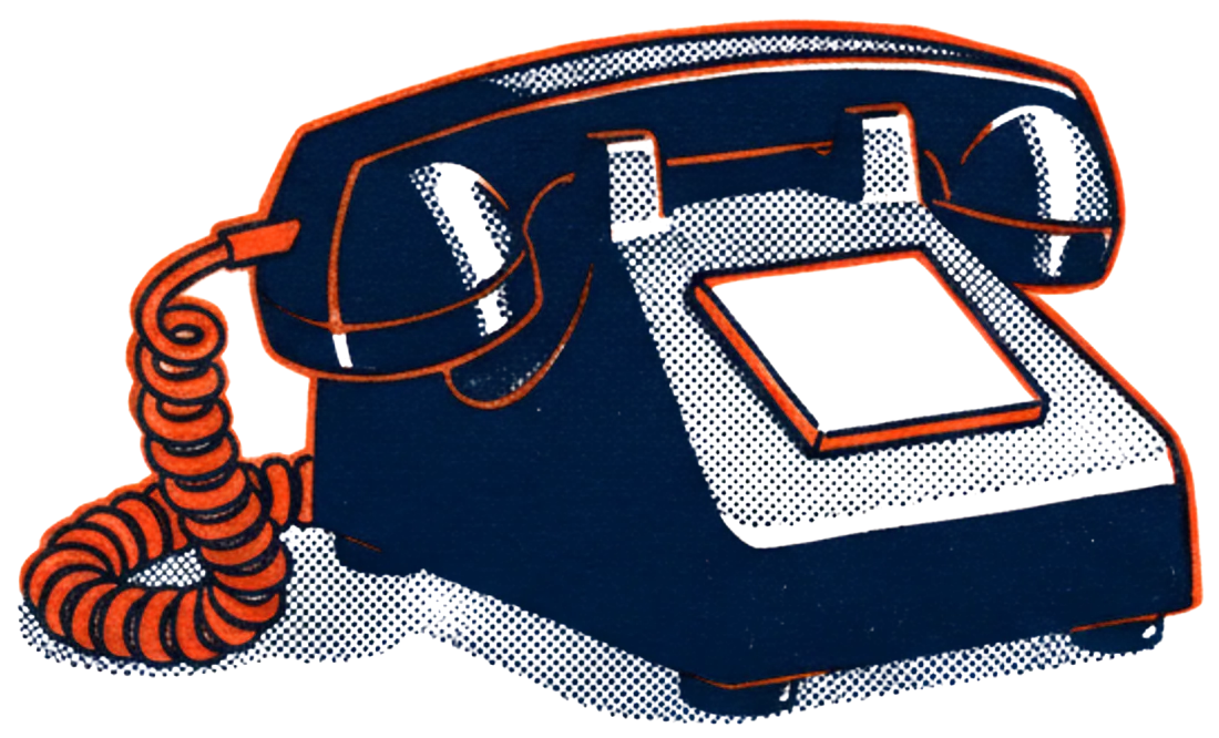 Illustration of a desk telephone with an orange cord